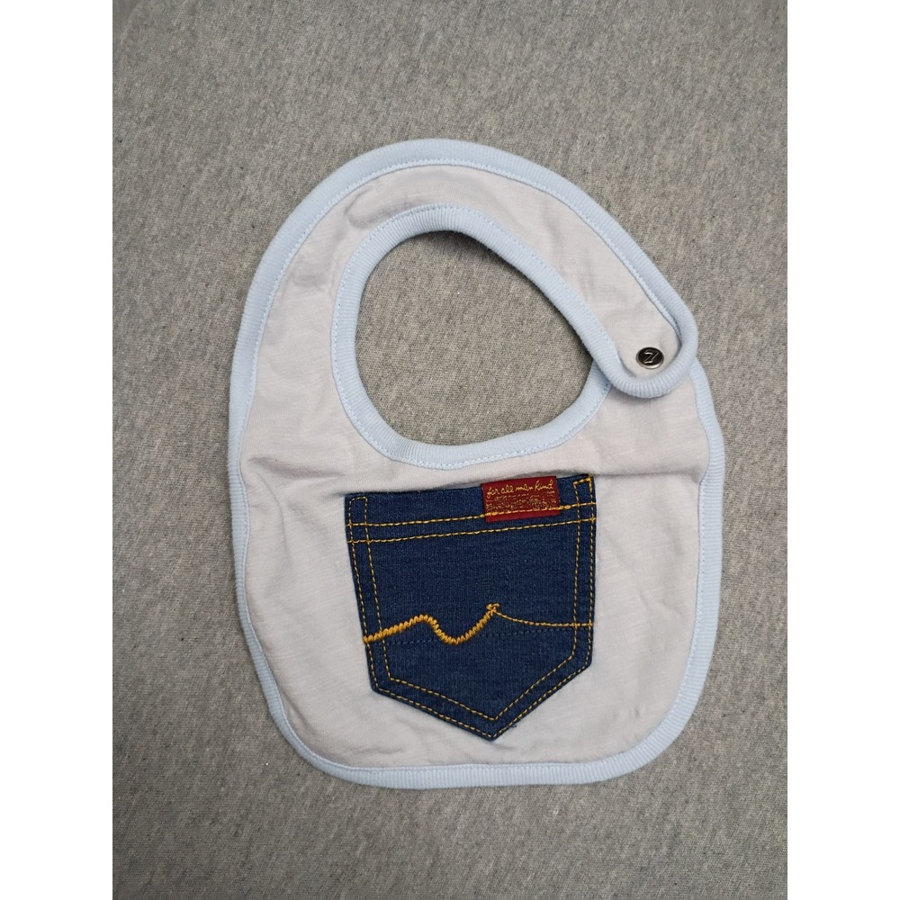 7 For All Mankind Baby Bib Light Blue Denim Pocket Snap Closure 7FBN0909